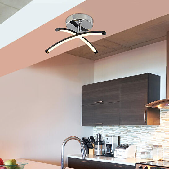 Apliqa Dosse 2li Siyah 15 Watt Plafonyer 3 Renkli Ledli Modern Mutfak Banyo Led Salon Sarkıt Avize