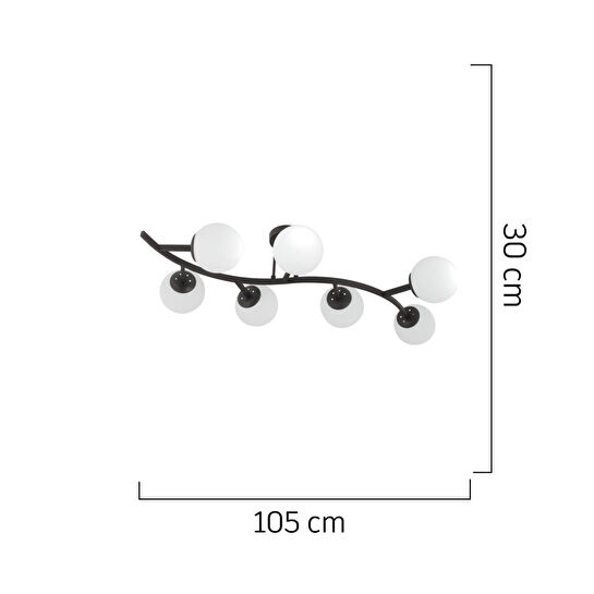 Apliqa İzem 7'li Siyah Modern Plafonyer Genç Odası Mutfak Yatak Odası Avize