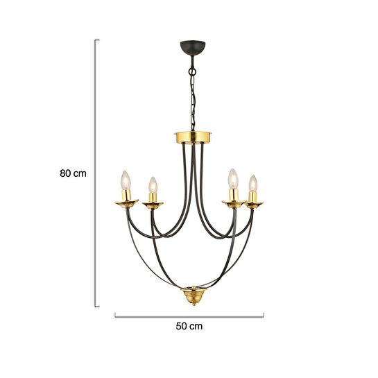 Apliqa Obito 4lü Siyah Gold Modern Sarkıt Yatak Odası Retro Salon Avize