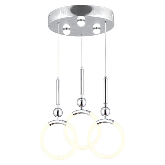 Apliqa Struer 3'lü Yuvarlak Krom Ledli 69 Watt Modern Koridor, Yatak Odası Salon Sarkıt Led Avize