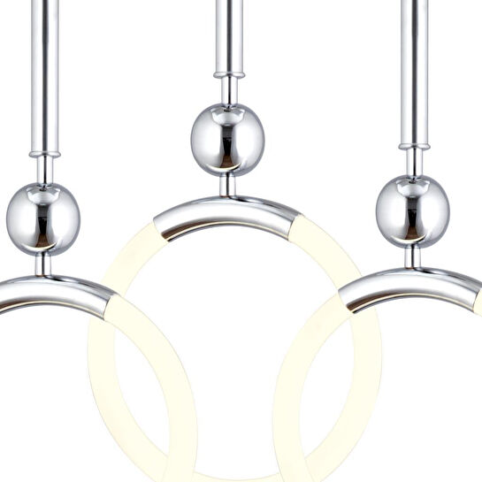 Apliqa Struer 3'lü Yuvarlak Krom Ledli 69 Watt Modern Koridor, Yatak Odası Salon Sarkıt Led Avize