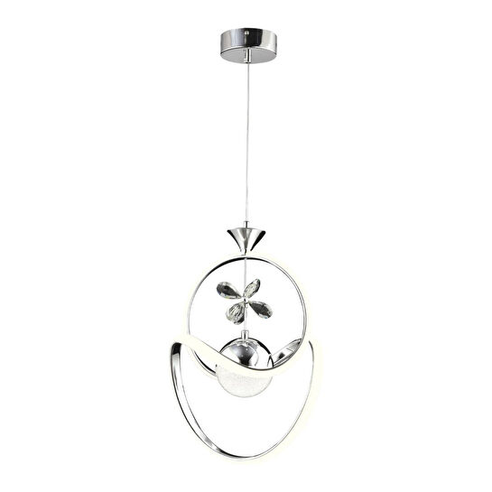 Apliqa Conroy Krom 3 Renkli 48 Watt Kristal Ledli Modern Oturma Odası Salon Sarkıt Avize