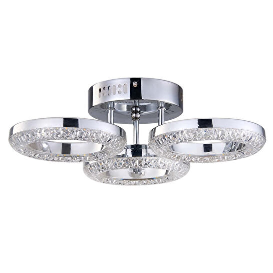 Apliqa Oylum 3'lü Krom 24 Watt Kristalli Koridor Salon Led Plafonyer Avize