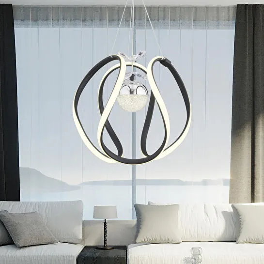 Apliqa Leroy Tekli Siyah Krom 3 Renkli 40 Watt Ledli Modern Oturma Odası, Koridor, Salon Led Avize