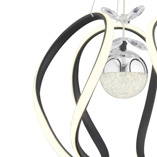 Apliqa Leroy Tekli Siyah Krom 3 Renkli 40 Watt Ledli Modern Oturma Odası, Koridor, Salon Led Avize