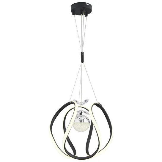 Apliqa Leroy Tekli Siyah Krom 3 Renkli 40 Watt Ledli Modern Oturma Odası, Koridor, Salon Led Avize