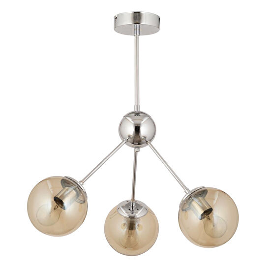 Apliqa Meyo 3lü Krom Bal Camlı Modern Genç Odası Yatak Odası Salon Avize