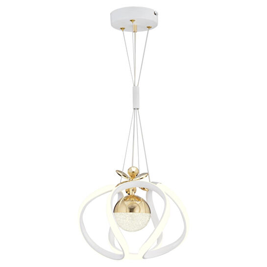 Apliqa Pelin Tekli Beyaz Gold 3 Renkli 39 Watt Ledli Modern Oturma Odası, Koridor, Salon Led Avize