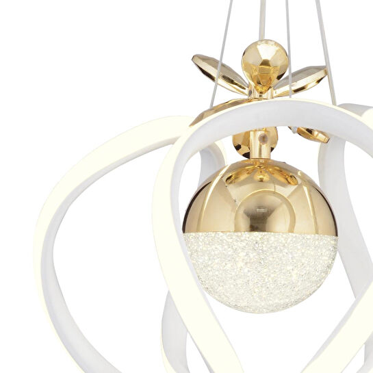 Apliqa Pelin Tekli Beyaz Gold 3 Renkli 39 Watt Ledli Modern Oturma Odası, Koridor, Salon Led Avize