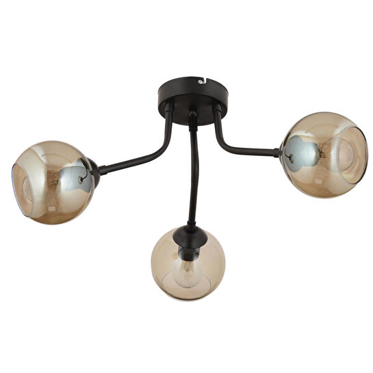 Apliqa David 3 Lü Siyah Bal Camlı Modern Genç Odası Mutfak Retro Salon Avize