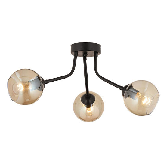 Apliqa David 3 Lü Siyah Bal Camlı Modern Genç Odası Mutfak Retro Salon Avize