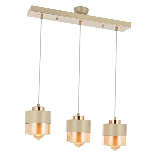 Apliqa Boris 3lü Sıralı Krem-bakır Sarkıt Modern Genç Odası Mutfak Salon Avize