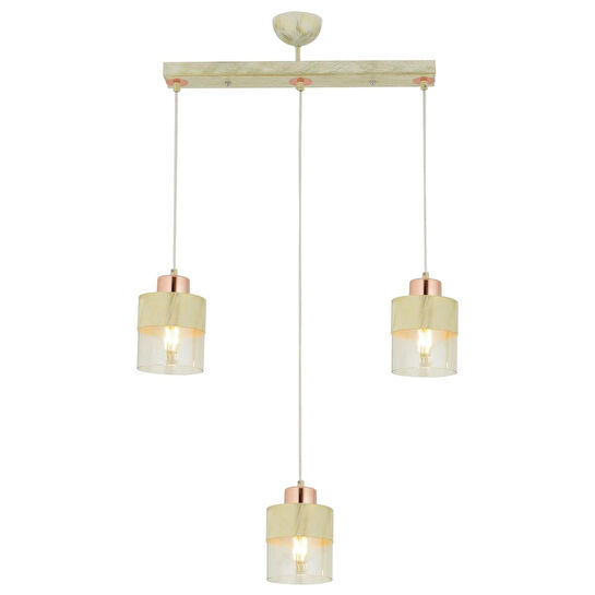 Apliqa Boris 3lü Sıralı Krem-bakır Sarkıt Modern Genç Odası Mutfak Salon Avize