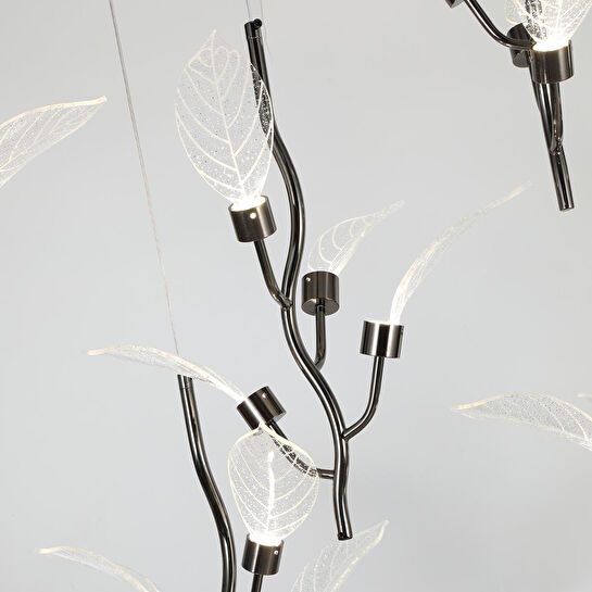 Apliqa Liria 7'li Platin Yaprak Desenli Sarkıt Led Avize