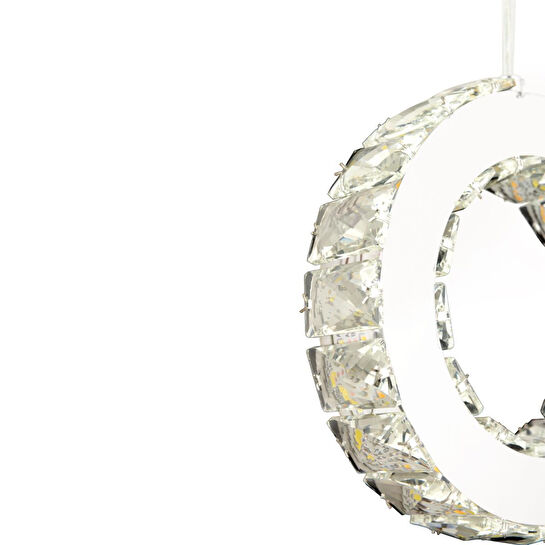 Apliqa Akanay Tekli Krom Ledli 3 Renkli Sarkıt Kristalli Taşlı Modern Tasarım Led Kristal Top Salon Avize