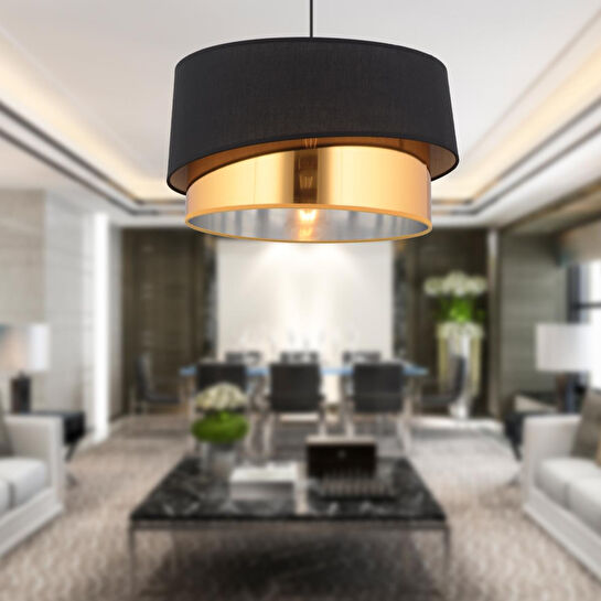 Apliqa Marstal Büyük 2 Katlı Siyah Gold Detaylı Modern Koridor,yatak Odası Salon Avize