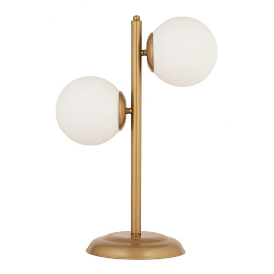 Apliqa Siena 2li Eskitme Boyalı Beyaz Camlı Masa Lambası Modern Tasarım -yatak Odası-salon Abajur