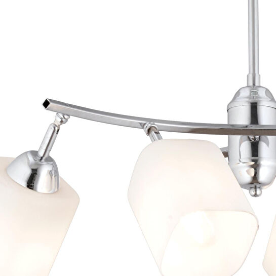 Apliqa Abbey 4'lü Krom Beyaz Camlı Yuvarlak Modern Oturma Odası Salon Spot Avize