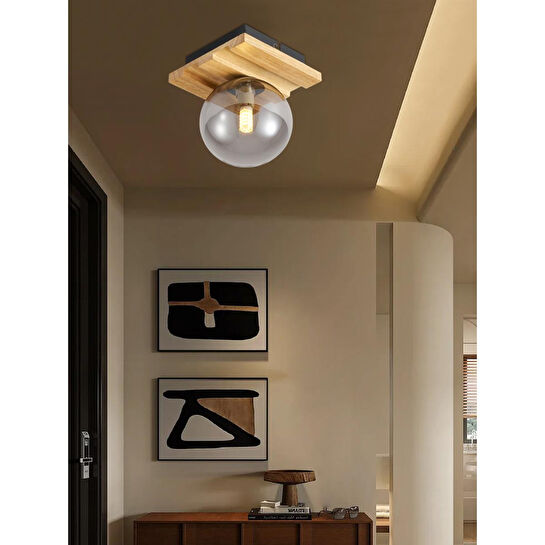 Apliqa Meggy Tekli Ahşap Plafonyer Avize