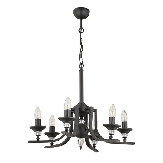 Apliqa Erza 6lı Siyah Modern Sarkıt Yatak Odası Retro Salon Avize