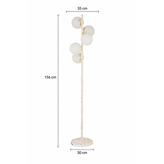 Apliqa Uzel 5li Beyaz Patinalı Modern Tasarım Metal Lambader