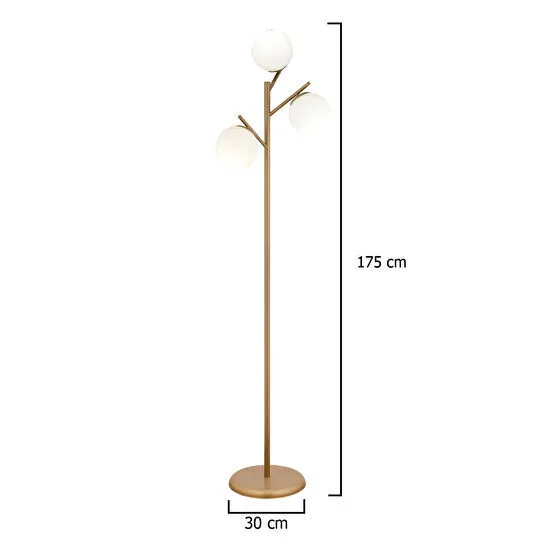 Apliqa Renji 3lü Eskitme Boyalı Beyaz Camlı Modern Tasarım Metal Lambader