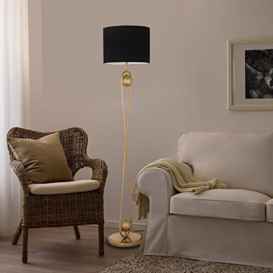 Apliqa Letta Siyah Şapkalı Eskitme Modern Tasarım Ayaklı Abajur Lamba Metal Lambader