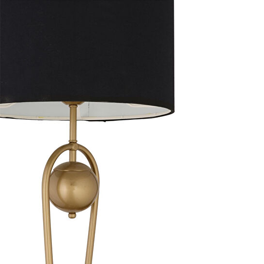 Apliqa Letta Siyah Şapkalı Eskitme Modern Tasarım Ayaklı Abajur Lamba Metal Lambader