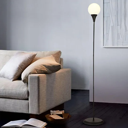 Apliqa Damla Siyah Beyaz Camlı Modern Tasarım Metal Lambader