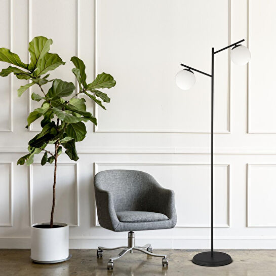 Apliqa Renji 2li Siyah Beyaz Camlı Modern Dekoratif Tasarım Oturma Odası-salon Lambader