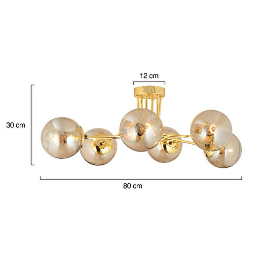 Apliqa Tanyer 6lı Gold Modern Sarkıt Yatak Odası Salon Avize