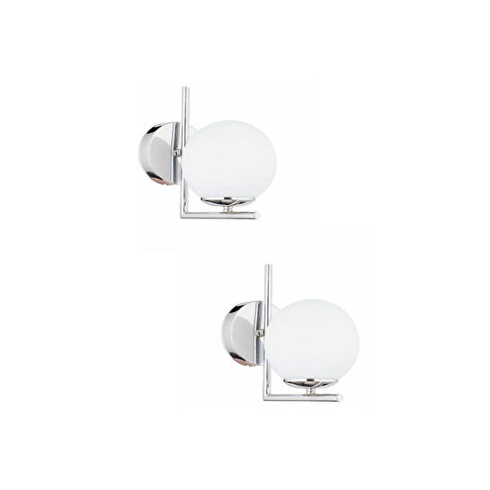 Apliqa Sara Krom Kaplama Duvar Lambası 2'li Aplik Seti Yatak Odası-yatak Başı-banyo İçin Modern Aplik