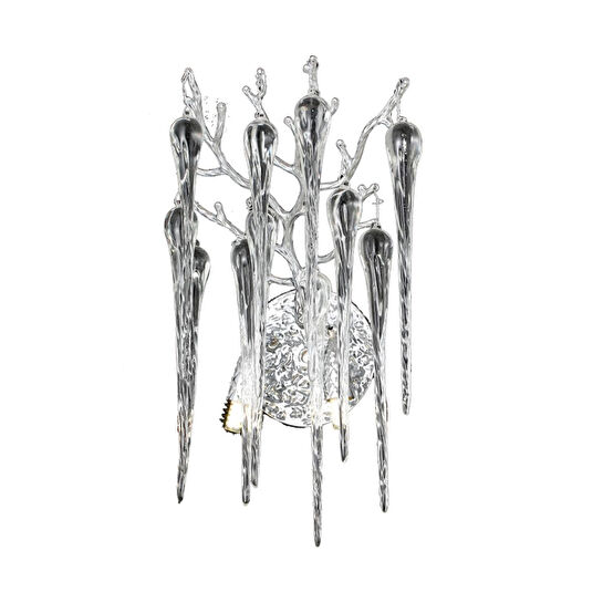 Apliqa Laura Krom Kristal Taşlı Modern Tasarım Su Damlası Taşlı Duvar Lambası Salon Aplik