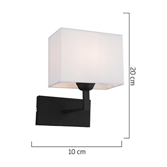 Apliqa Rylee Tekli Beyaz Şapkalı Siyah Duvar Lambası Yatak Odası-yatak Başı-banyo Için Modern Aplik