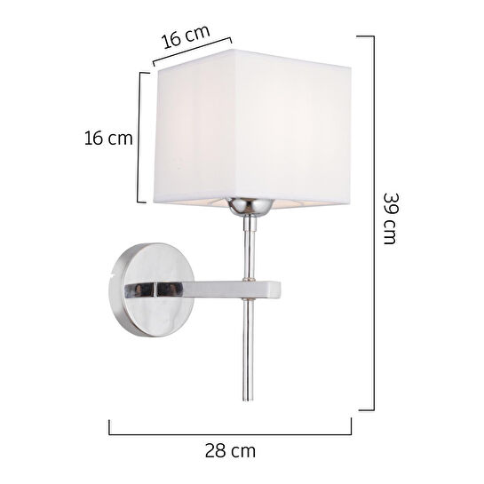 Apliqa Rory Tekli Beyaz Şapkalı Krom Duvar Lambası Yatak Odası-yatak Başı-banyo Için Modern Aplik