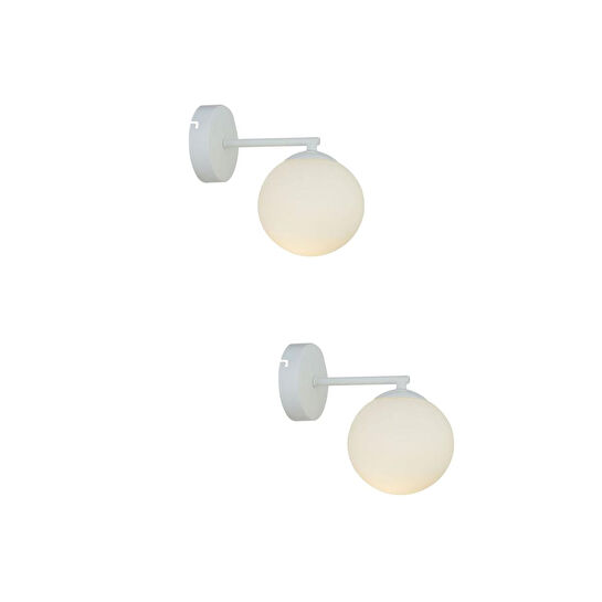 Apliqa Elvin Beyaz 2'li Aplik Seti Yatak Odası-yatak Başı,cafe,restoran Için Duvar Lambası