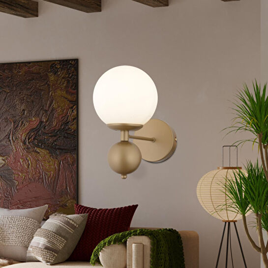 Apliqa Kuvars Tekli Eskitme Beyaz Camlı Modern Yatak Başı Salon Aplik