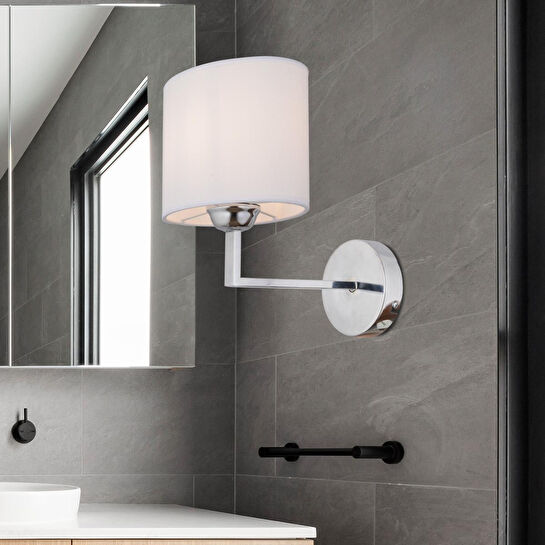 Apliqa Zadie Tekli Beyaz Şapkalı Krom Duvar Lambası Yatak Odası-yatak Başı-banyo Için Modern Aplik