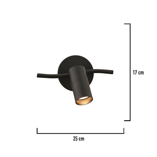 Apliqa Dusan Siyah Tekli Modern Duvar Lambası Spot Aplik