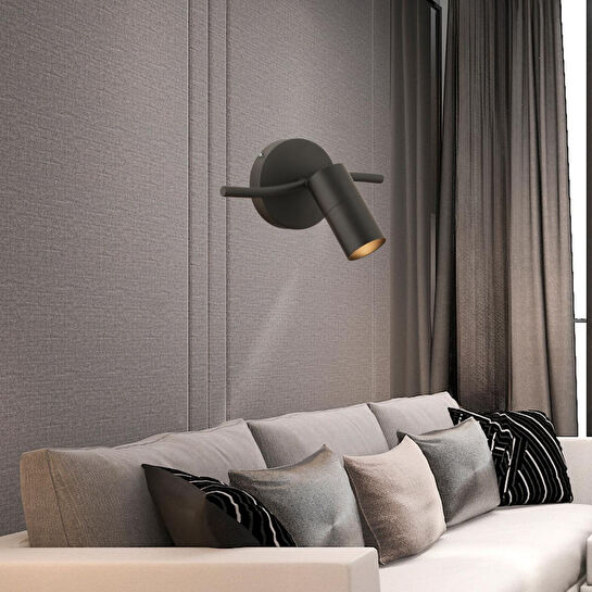 Apliqa Dusan Siyah Tekli Modern Duvar Lambası Spot Aplik