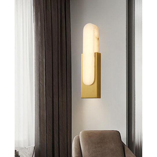 Apliqa Lunelle Eskitme Mermer Desenli Modern Salon Led Aplik