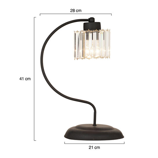 Apliqa Tufty Siyah Kristalli Taşlı Dekoratif Tasarım Salon- Yatak Odası Modern Retro Abajur