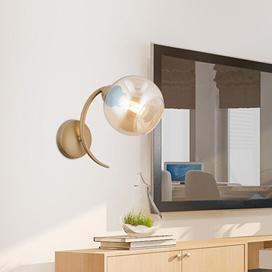 Apliqa Pireal Tekli Eskitme Bal Camlı Modern Yatak Başı, Salon Aplik