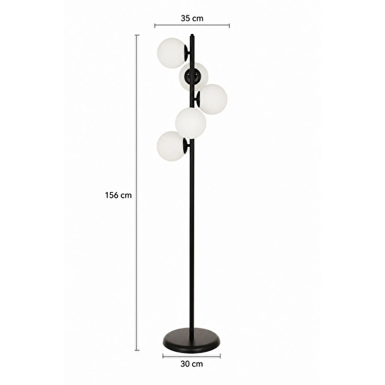 Apliqa Uzel 5li Siyah Modern Tasarım Metal Lambader