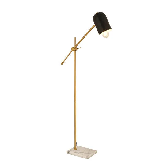 Apliqa Ahren Siyah Eskitme Retro Başlıklı Modern Dekoratif Köşe Lambader