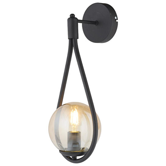 Apliqa Aplik Mirza Tekli Siyah Bal Camlı Modern Duvar Aplik Yatak Başı Salon Aplik