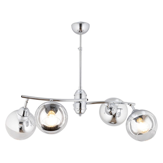 Apliqa Abbey 4'lü Krom Rengi Krom Camlı Yuvarlak Modern Oturma Odası Spot Salon Avize