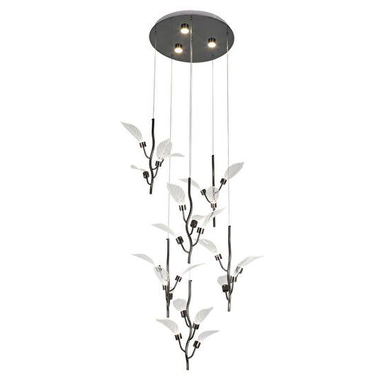 Apliqa Liria 6'lı Platin Yaprak Desenli Sarkıt Led Avize