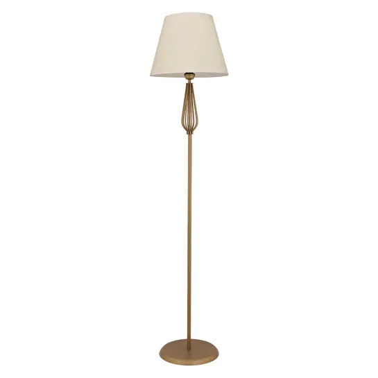 Apliqa Bolivia Beyaz Şapkalı Eskitme Modern Tasarım Ayaklı Abajur Lamba Metal Lambader