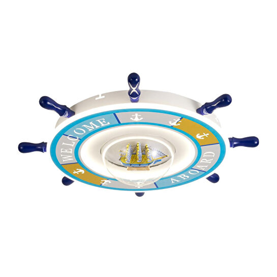 Apliqa Loui Ledli Gemi Dümeni Desenli Plafonyer Çocuk Odası Avize
